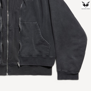 Sweat à capuche élégant à double couche avec capuche intérieure contrastante, style streetwear oversize, tissu épais, fermeture éclair personnalisée, pour homme, hiver - Product Image 6