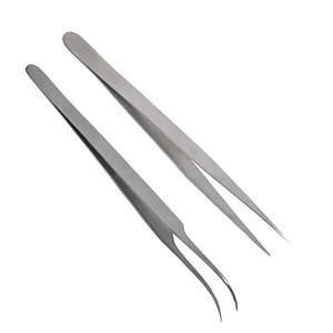 Pince à épiler de haute qualité à pointe fine en acier pour cils, pour la pose et l'extension de faux cils, avec emballage - Product Image 2