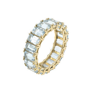 Producto en Oferta, Anillo de Eternidad Hecho a Mano en Oro Amarillo Puro de 14k, Anillo Infinito con Gema de Aguamarina Natural de 5 CTW con Engaste de Garras para Mujer - Product Image 5