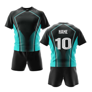 Set Jersey Rugby Pria Custom MRI, Warna Merah Hitam, Cetak Sublimasi, Lengan Pendek, Bahan Anti Lembap, Fit Atletis - Product Image 6