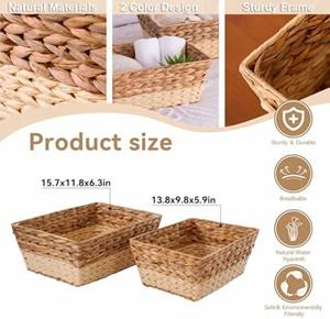 ชุดตะกร้าผักตบชวา 2 ใบ 2 สี ตะกร้าเก็บของทำมือ ขายส่ง เป็นมิตรกับสิ่งแวดล้อม ผลิตในเวียดนาม - Product Image 5