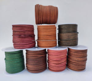 Premium Vintage Cowhide Leather <b>Lace</b> 3mm 4mm 5mm Antique Flat Cord for Jewelry DIY Craft Braiding Jewelry Findings Components - Product Image 6