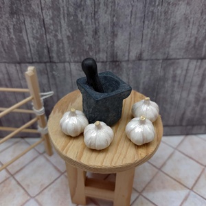 1:12 casa de muñecas accesorios en miniatura cocina escena modelo casa de muñecas resina ajo golpeador simulación tarro de piedra accesorios de decoración - Product Image 4