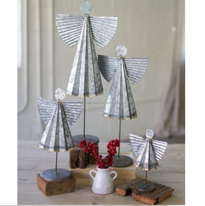 Escultura de adorno de árbol zin galvanizado de Metal en Mango, Base de madera, diseño de árbol de la vida para Navidad, Pascua y decoración del hogar - Product Image 2