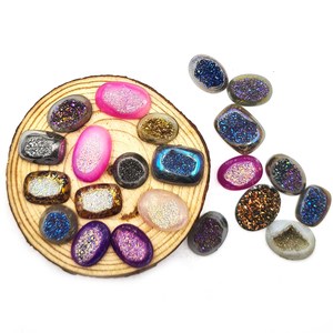 Lot de pierres précieuses en quartz druzy, formes variées, cabochons, 10-34 mm, pour la création de bijoux faits main - Product Image 3