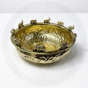 Cuillère Gangajali en laiton artisanal Shree Radhey International, motif en relief, plusieurs tailles, pot à eau décoratif Kalash pour la maison - Product Image 4