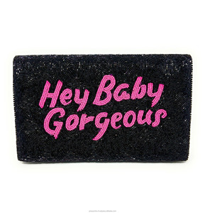 Precioso Bolso de Mano Plegable de Seda Negra Hecho a Mano con Texto 'Hey Baby', Bolso de Fiesta Duradero para Mujer, Cierre Magnético Portátil - Product Image 5