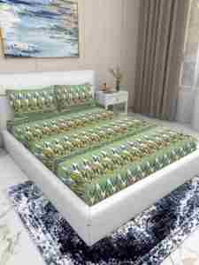 Wholesale Modern <b>Green</b> ZigZag Microfiber Eco-Friendly Durable 300TC 118 GSM Printed Soft Bedding <b>Sheet</b> for Hotels Home - Product Image 1