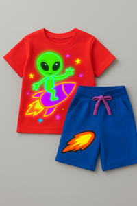Conjunto de ropa de verano para niños y niñas, camiseta de algodón y pantalones cortos, conjunto informal transpirable, talla personalizada, productos de calidad de exportación - Product Image 2
