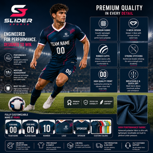 Conjunto de Camiseta de Fútbol Personalizada para Hombre, Azul Oscuro y Rosa, Estampado Geométrico Sublimado, Absorbente de Humedad, Corte Atlético, Manga Corta - Product Image 5