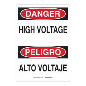 Panneau de signalisation bilingue de danger haute tension pour les zones de sécurité intérieures et extérieures - Product Image 2