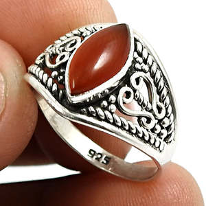 Natural Carnelian Gemstone 925 Sterling Silver <b>Ring</b> <b>Dainty</b> Minimalist Classic Marquise Cut Gemstone <b>Ring</b> For Women Boho Jewelry - Product Image 2