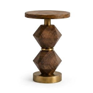 Indian Direct Supplier Stylish <b>Round</b> Wooden <b>Side</b> <b>Table</b> with Brass Accents Contemporary Design for Living Room Home Furniture - Product Image 1