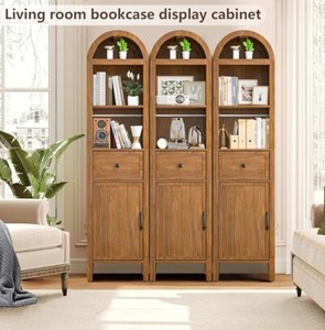Wooden Bathroom Storage <b>Cabinet</b> with 3 Shelves and Drawer <b>Rustic</b> Design for Space Saving Organization - Product Image 3