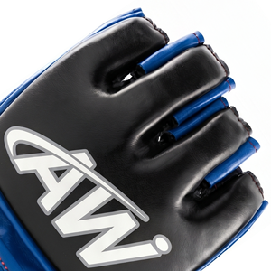 Gants de MMA en cuir Aw, demi-doigts, bleus, avec fermeture Velcro, pour arts martiaux adultes - Product Image 4