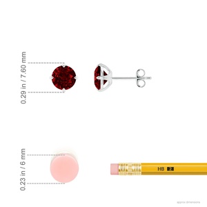 Solitaire Ruby <b>Earrings</b> Four Prong Round Cut Natural Ruby Luxury <b>Fine</b> Jewelry 14kt Rose Gold Everyday Wear July Birthstone - Product Image 3