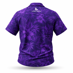 Custom Men's Hawaiian Camp Collar <b>Button</b> <b>Up</b> <b>Shirt</b> Premium Polyester Tropical Floral Sublimation Printed Beach Resort <b>Shirt</b> OEM - Product Image 3