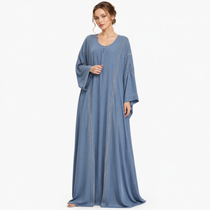 Abaya Royal Stone Work Dubai, Abaya de Cristal, Abaya de Lujo con Mangas de Mariposa, Abaya con Perlas, Abaya con Piedras de Luz de Luna - Product Image 3
