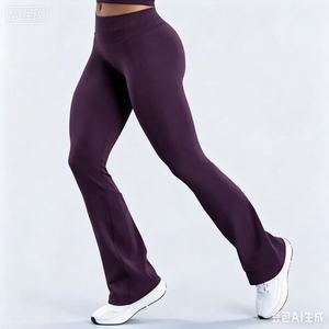 Leggings de Cintura Alta con Corte Acampanado, Color Azul Claro, Pantalones de Yoga - Product Image 6