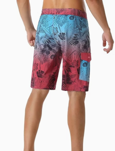 <b>Mens</b> Floral Gradient Board Shorts Quick Dry Drawstring Casual Swim <b>Trunks</b> Mid Waist Polyester Bermuda Shorts - Product Image 4