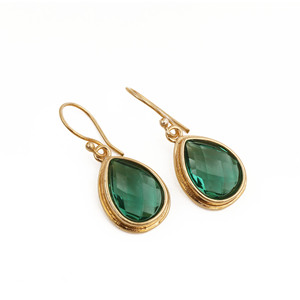 Boucles d'oreilles pendantes délicates en apatite, plaquées or 18 carats, faites à la main, non ternissables, style bohème, cadeau pour elle - Product Image 1