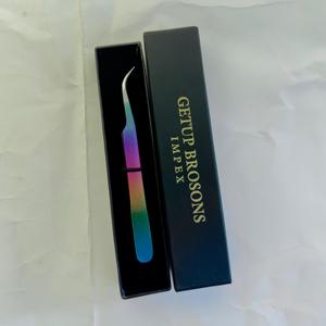 Pinzas para pestañas de 10 mm, curvas/de 90 grados, rectas, multicolor, recubiertas, de precisión, duraderas, de acero inoxidable, antiestáticas. - Product Image 1