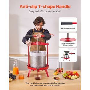 Macchina manuale per vino da frutta modello D0100XU6ZEG 3.69 Gal/14L in acciaio inox per vinificazione estrattore di succhi - Product Image 3