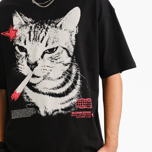เสื้อยืดคอตตอนพิมพ์ลาย Cat After Hours DTF สไตล์สตรีทแฟชั่นทรงบ็อกซี่ โอเวอร์ไซส์ ทรงหลวม พิมพ์ลายกราฟิกคลาสสิก เสื้อยืดผู้ชาย - Product Image 6
