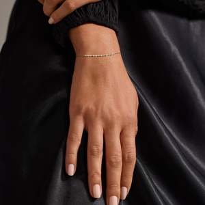 14K Yellow Gold Lab Grown Diamond Bezel Tennis Bracelet IGI Certified Trendy Gift 0.23 CTW Petite Chain Minimal Fine Jewelry - Product Image 2