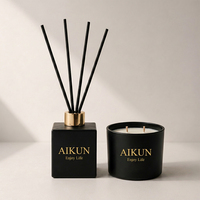 Diffuseur de parfum en verre minimaliste AIKUN OEM en gros, diffuseur à bâtonnets longue durée pour chambre d'hôtel, ensemble personnalisé en gros