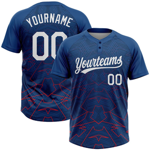 Camiseta de Béisbol Azul Sólida Personalizada con Logotipo Frontal, Uniforme de Equipo Unisex de Manga Corta con Botones, 100% Poliéster de Secado Rápido - Product Image 4