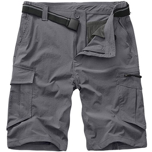 Pantalones Cortos Cargo para Hombre, Color Sólido, Lona, Cintura Media, Cierre de Cremallera, Transpirables, Casuales, Tipo Bermuda, con Bolsillos - Product Image 1