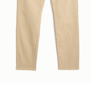 Pantalon en toile pour homme, taille haute, coupe droite, beige, décontracté, infroissable, à braguette boutonnée, en coton mi-lourd, style automne - Product Image 2
