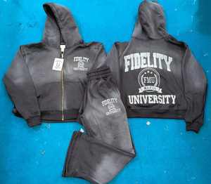 Ensemble survêtement surdimensionné personnalisé 465 GSM délavé à l'acide, jogging évasé, pantalon de survêtement et sweat-shirt pour homme - Product Image 4