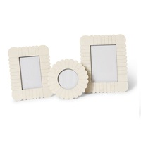 Cadre photo en os blanc incrusté |   Ensemble de cadres photo en résine à bords festonnés pour décoration de table, maison, hôtel, vente en gros