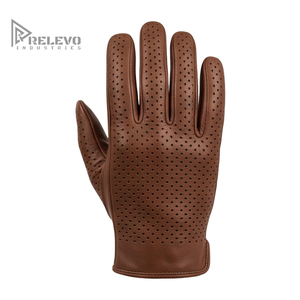 Custom Vintage Brown Perforated Leather Driving Gloves Full Punch Hole Breathable Summer Biker Gloves, Fully Customization - Product Image 1
