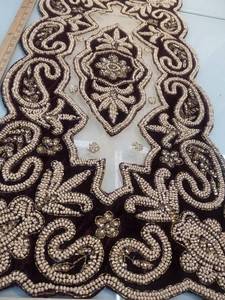 Hand beaded <b>table</b> <b>runners</b> on tulle fabric with velvet. Size inches by inches. Usable for Home decor - Product Image 5