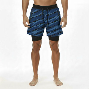 Custom Logo Men's Double <b>Layer</b> Blank Sports Athletic Workout Running Gym Shorts With Liner Training Gym Mens Short - Product Image 4