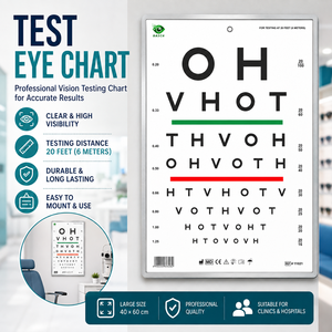 Tabla Optométrica HOTV con Barras Rojas y Verdes, Prueba de Examen de Agudeza Visual, 6 Metros, 20 Pies, 22 Pulgadas, Uso Manual en Hospitales - Product Image 3