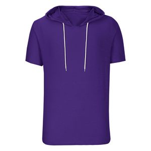 High Quality <b>Short</b> <b>Sleeve</b> <b>Hoodie</b> Custom Cotton Hooded Sweatshirt for Men - Product Image 2