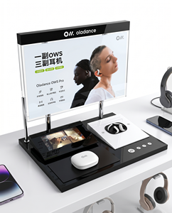 Mostrador acrílico moderno personalizado para tienda minorista, soporte de exhibición para auriculares inalámbricos Bluetooth, percheros para ropa con acabado brillante - Product Image 5