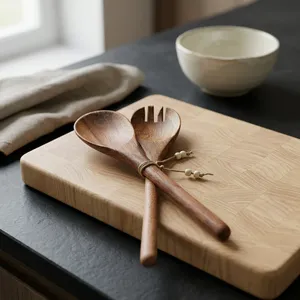 Cuillère en bois pour servir, cuillère pour spatules de cuisine, cuillère pour table à manger, cuillère à soupe, ensemble de cuillères artisanales pour la cuisine - Product Image 1