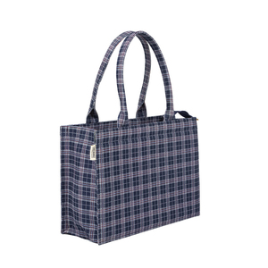 New Arrive Best Blue Color Check Design Canvas Tote <b>Bag</b> Custom Carry Long Handle Shopping Tote Cotton <b>Bag</b> Printed Design <b>Bags</b> - Product Image 2