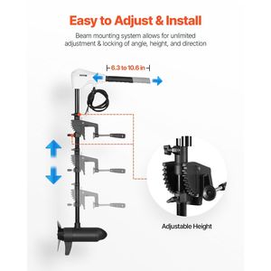 Motor Eléctrico de Arrastre de 12V y 55 Libras de Empuje, 8 Velocidades, Montado en el Espejo de Popa, para Embarcaciones, con Indicador de Batería - Product Image 4