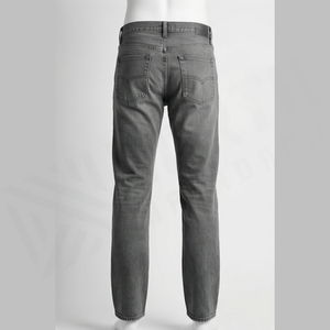 Jean en denim coupe droite délavé foncé pour homme, coupe slim, en coton, style décontracté, pantalon d'automne - Product Image 5