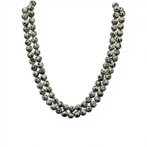 Collier Mala en Jaspe Dalmatien Naturel, 108 Perles Rondes de 8mm, Perles de Prière en Cristal pour Méditation et Yoga avec Pompon, Cadeau, Vente en Gros - Product Image 4