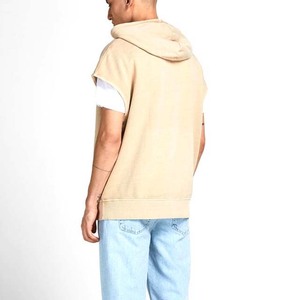 เสื้อฮู้ดแขนกุดผู้ชายทรงโอเวอร์ไซส์ ผ้าฝ้ายเฟรนช์เทอร์รี่ สีพื้น ดีไซน์กระเป๋า สวมใส่สบายๆ สำหรับฤดูใบไม้ผลิ - Product Image 4