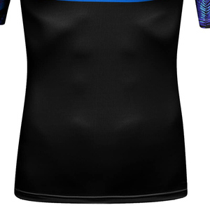 Men's <b>Black</b> Short Sleeve Rash Guard With Blue Tropical Print Quick Dry <b>Compression</b> <b>Shirt</b> For MMA Training - Product Image 4