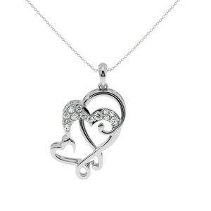 Ajretail - Colgante de Diamante de 0.16 Quilates con Dos Corazones, Celebra el Amor con un Diamante Perfecto - Product Image 3