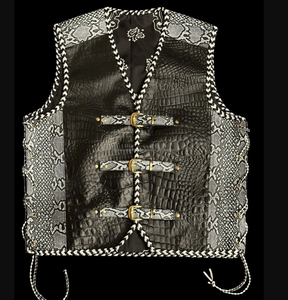 New <b>Men's</b> Winter Snake for Braided Leather Motorcycle <b>Vest</b> with Custom Logo Breathable & Quick Dry - Product Image 3